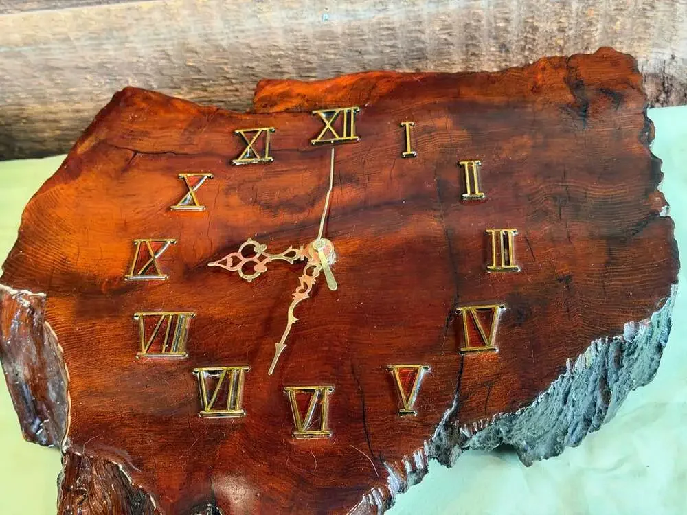 Handcrafted California Redwood Burl Live Edge Wall Clock